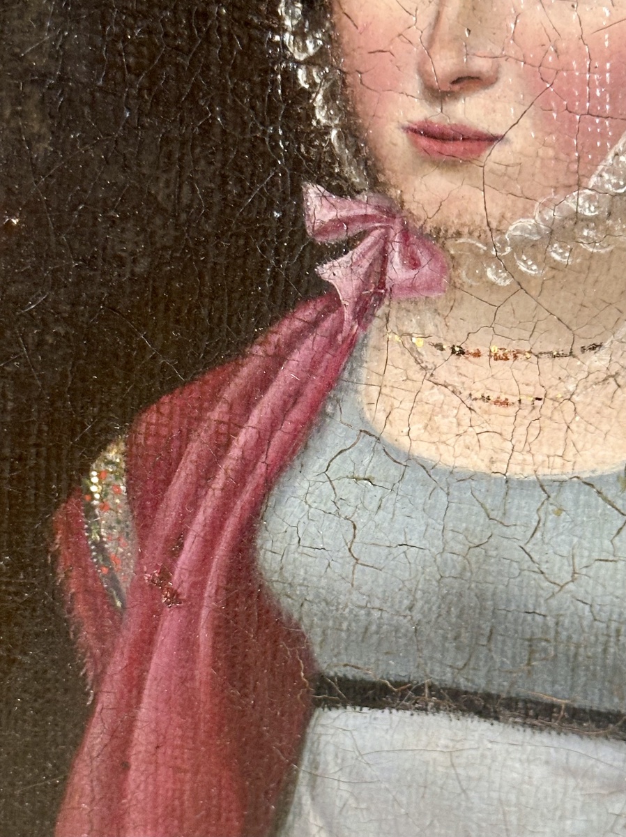 Portrait de femme d époque empire huile sur toile -photo-3