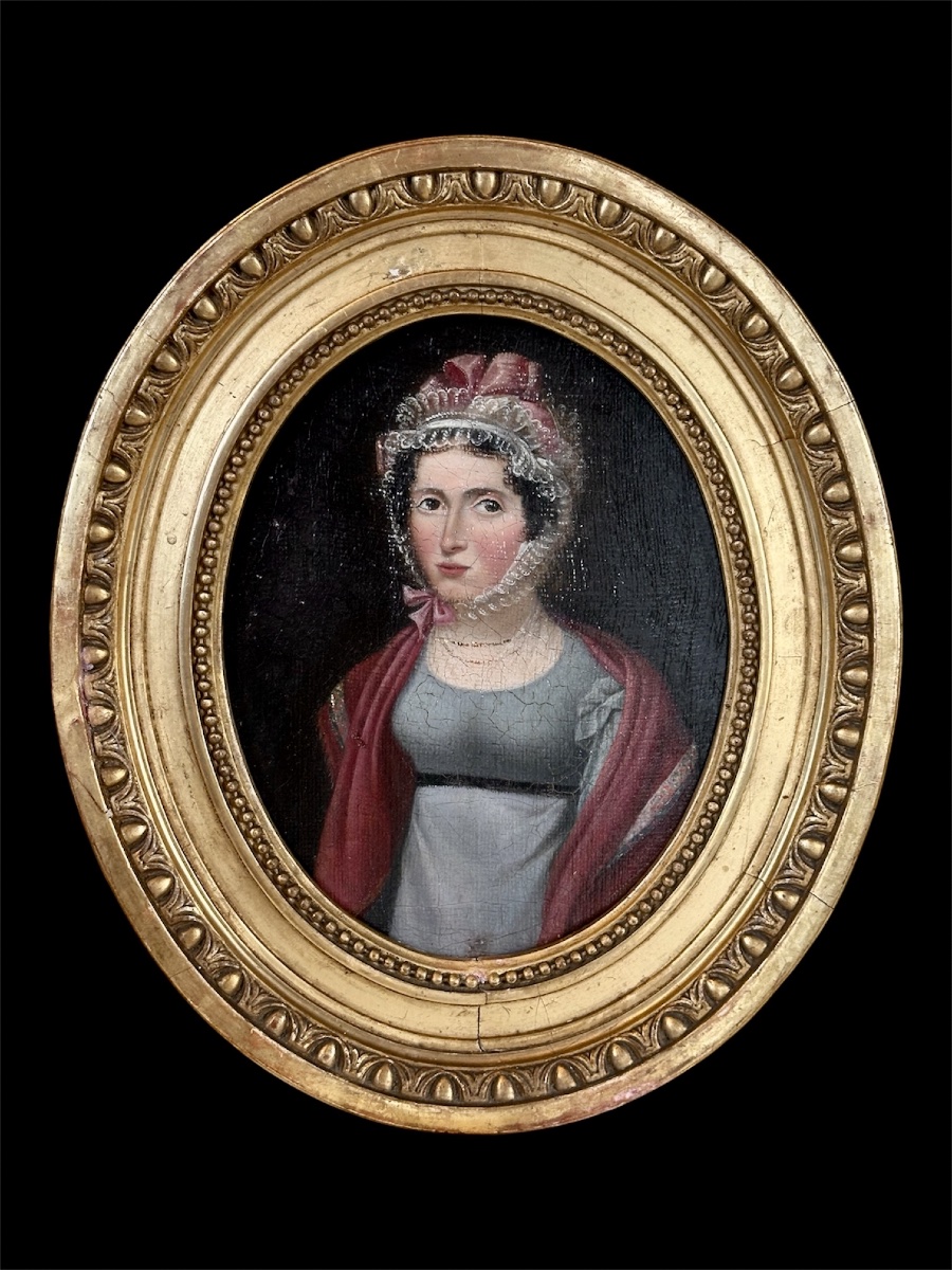 Portrait de femme d époque empire huile sur toile 