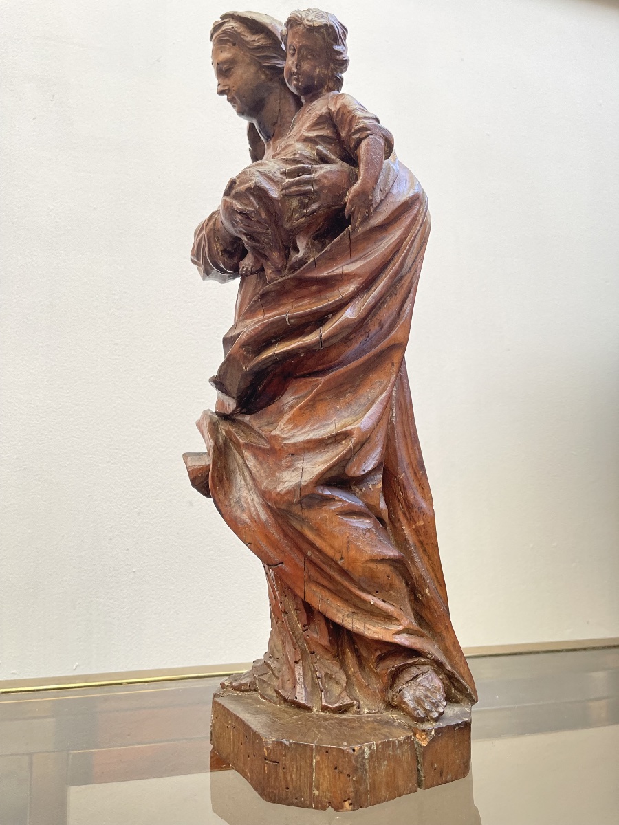 Vierge à l enfant 17 eme en noyer France-photo-1