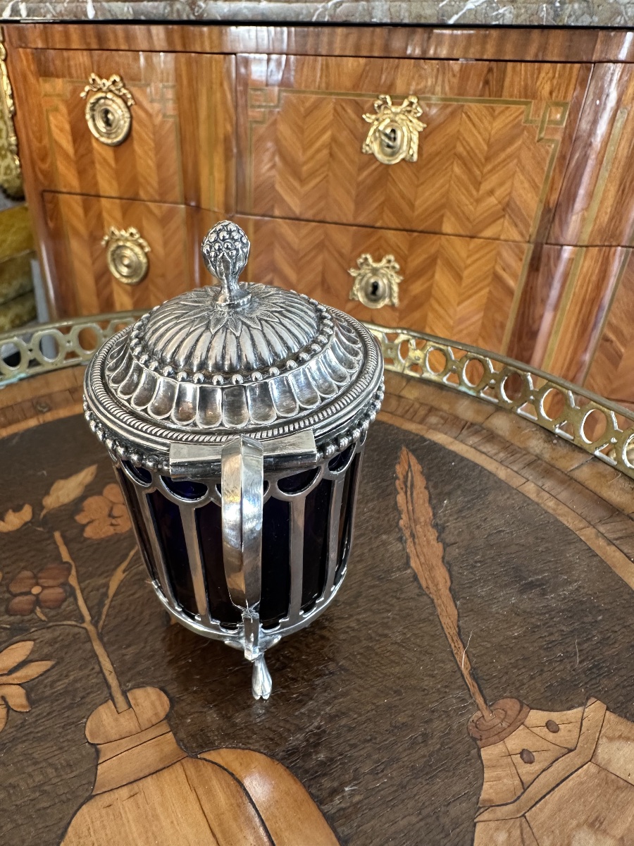 Moutardier en argent époque Louis XVI poinçons fermier generaux-photo-2