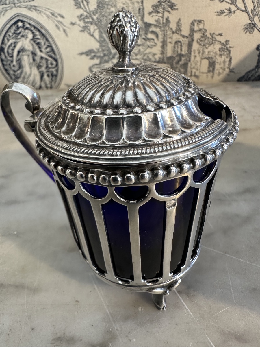 Moutardier en argent époque Louis XVI poinçons fermier generaux-photo-5