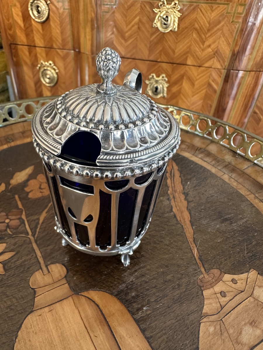 Moutardier en argent époque Louis XVI poinçons fermier generaux