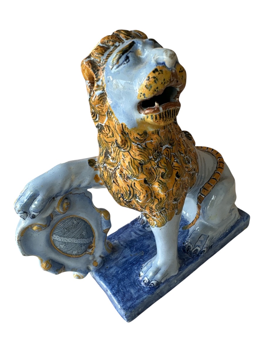 18th-century Rouen Earthenware Lion In Perfect Condition -photo-5