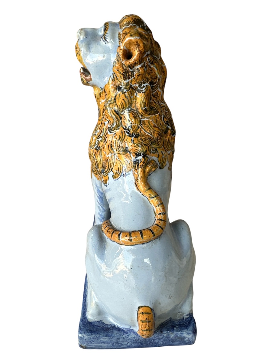 18th-century Rouen Earthenware Lion In Perfect Condition -photo-6