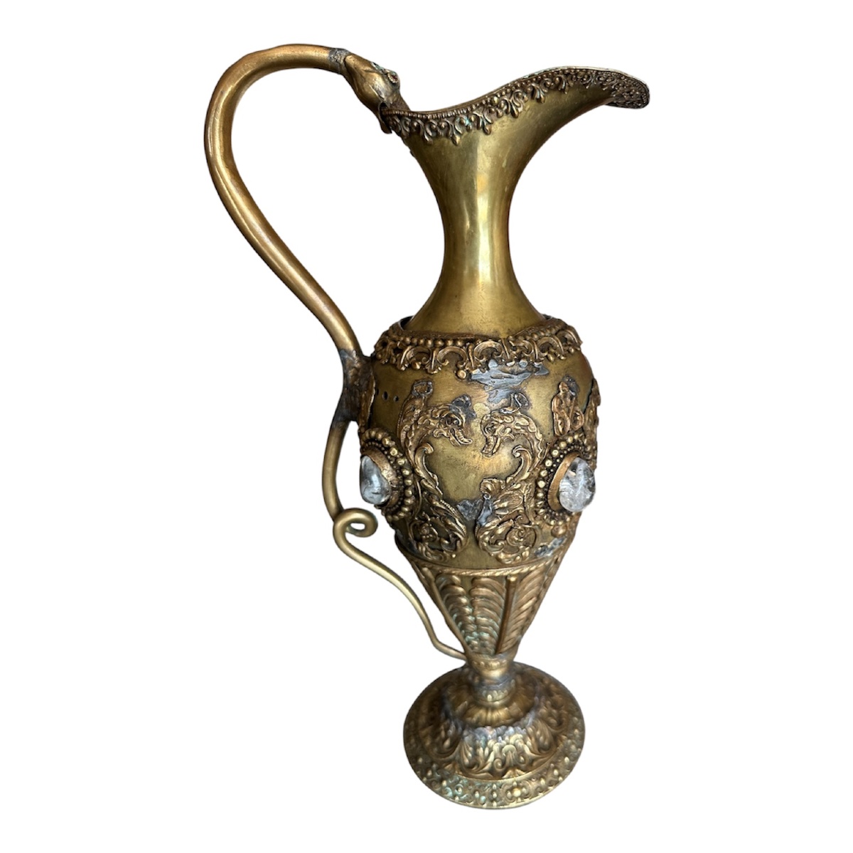 Aiguière fin 17e laiton et cristal de roche