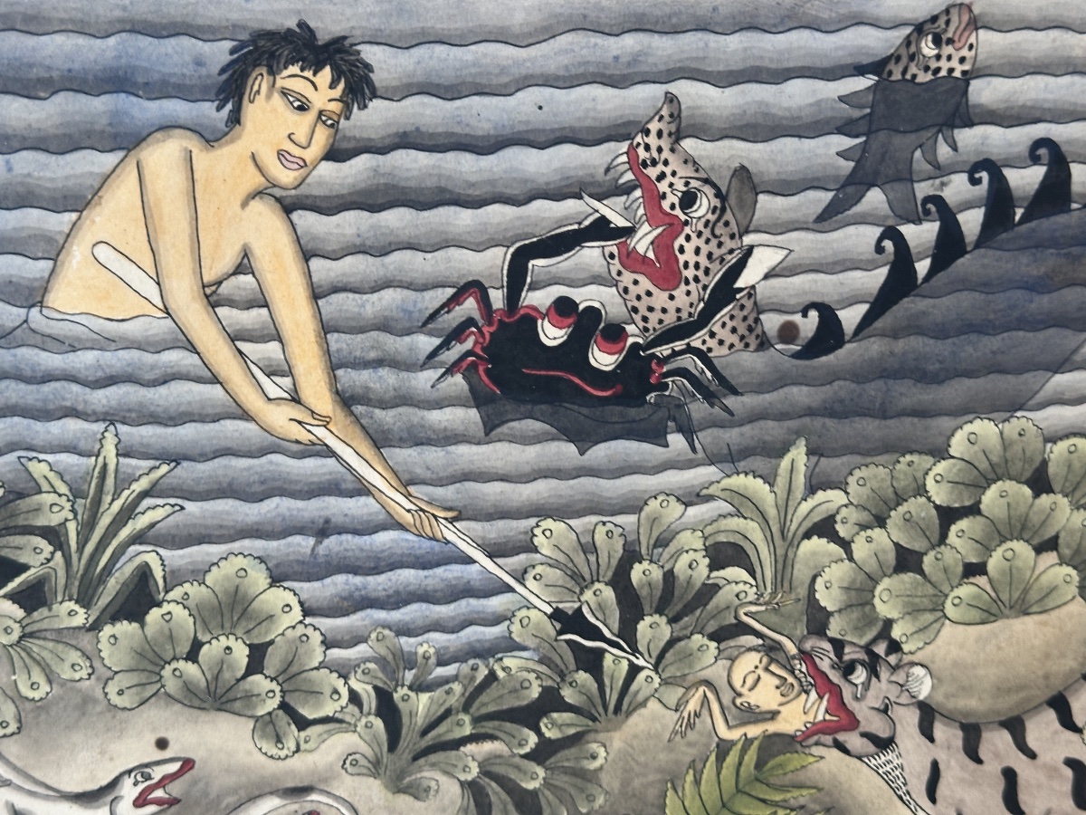 Watercolor By Ida Bagus Wija, Bali, 1912–1988: Water And Earth-photo-2