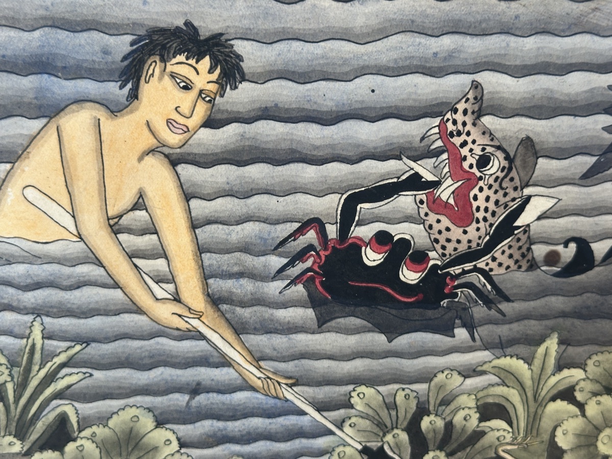 Watercolor By Ida Bagus Wija, Bali, 1912–1988: Water And Earth-photo-4