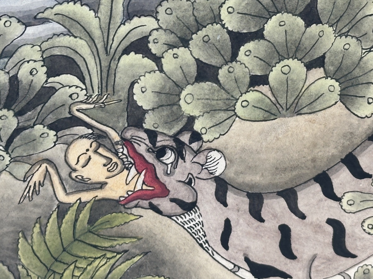 Watercolor By Ida Bagus Wija, Bali, 1912–1988: Water And Earth-photo-4