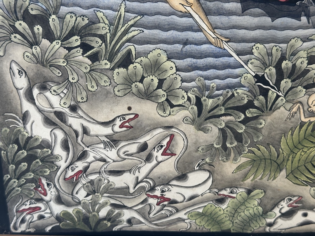 Watercolor By Ida Bagus Wija, Bali, 1912–1988: Water And Earth-photo-5