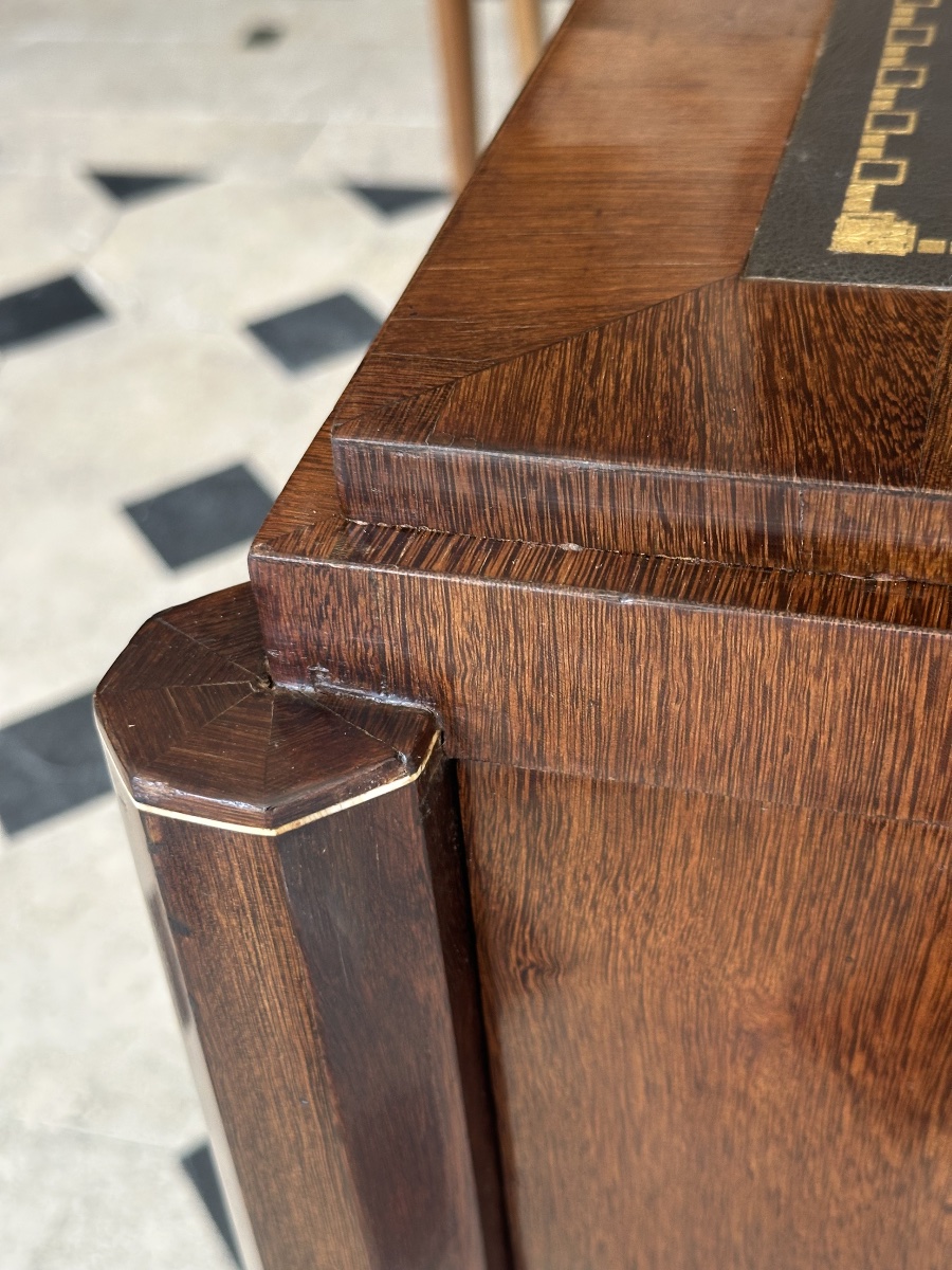 Art Deco Mid-century Flat-top Desk Made Of Palm Wood And Ivory, Attributed To Jules Leleu-photo-4