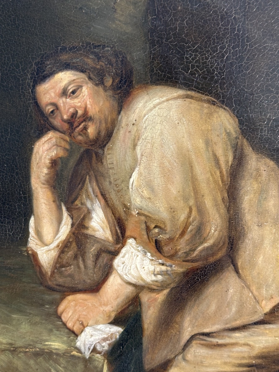 Joos Van Craesbeek 1606–1661  Portrait Of A Man Wearing A Ring, Oil On Panel-photo-4