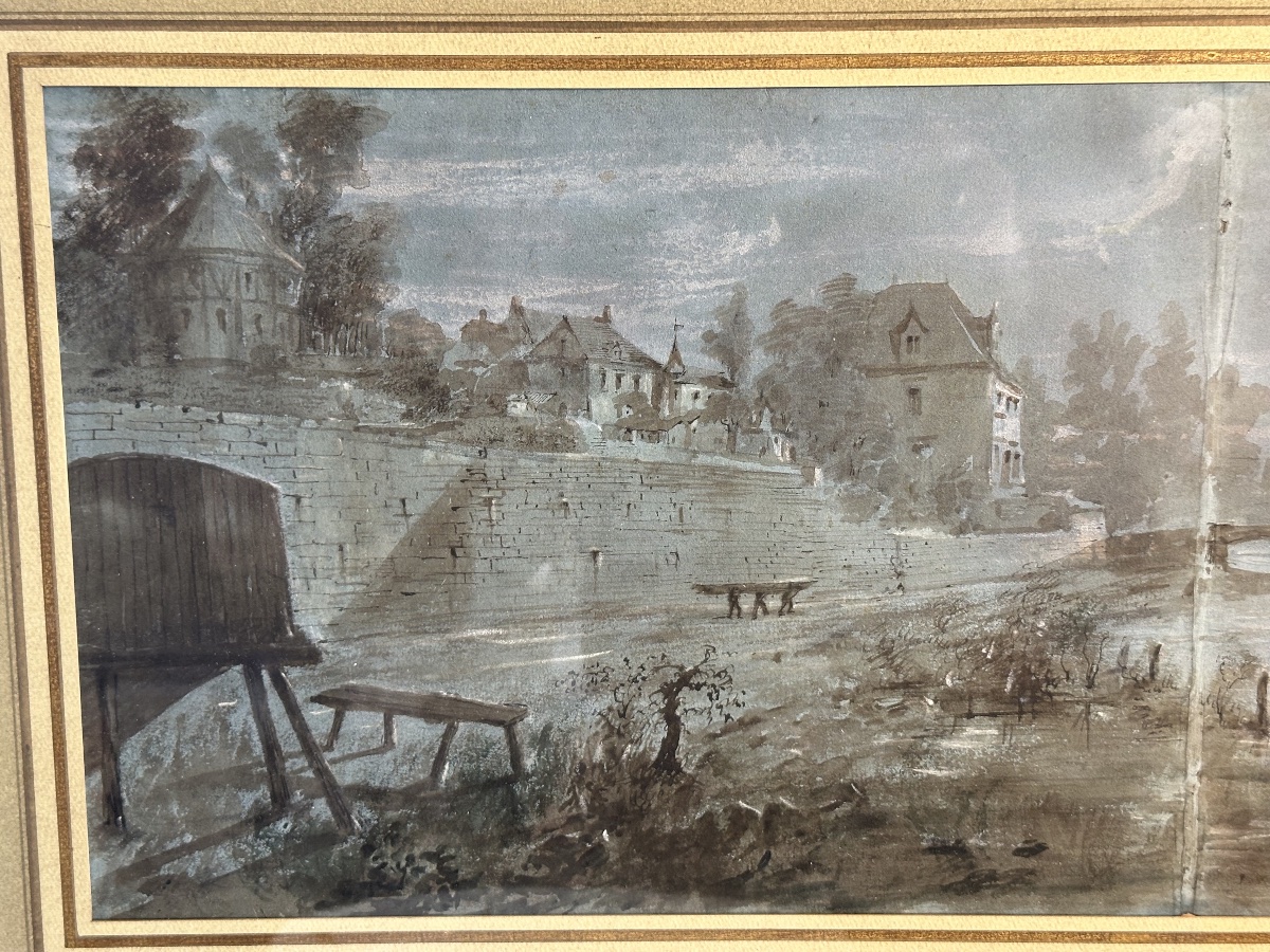 Large Wash On Blue Paper, Night Scene By étienne Jeaurat (1689–1784)-photo-2