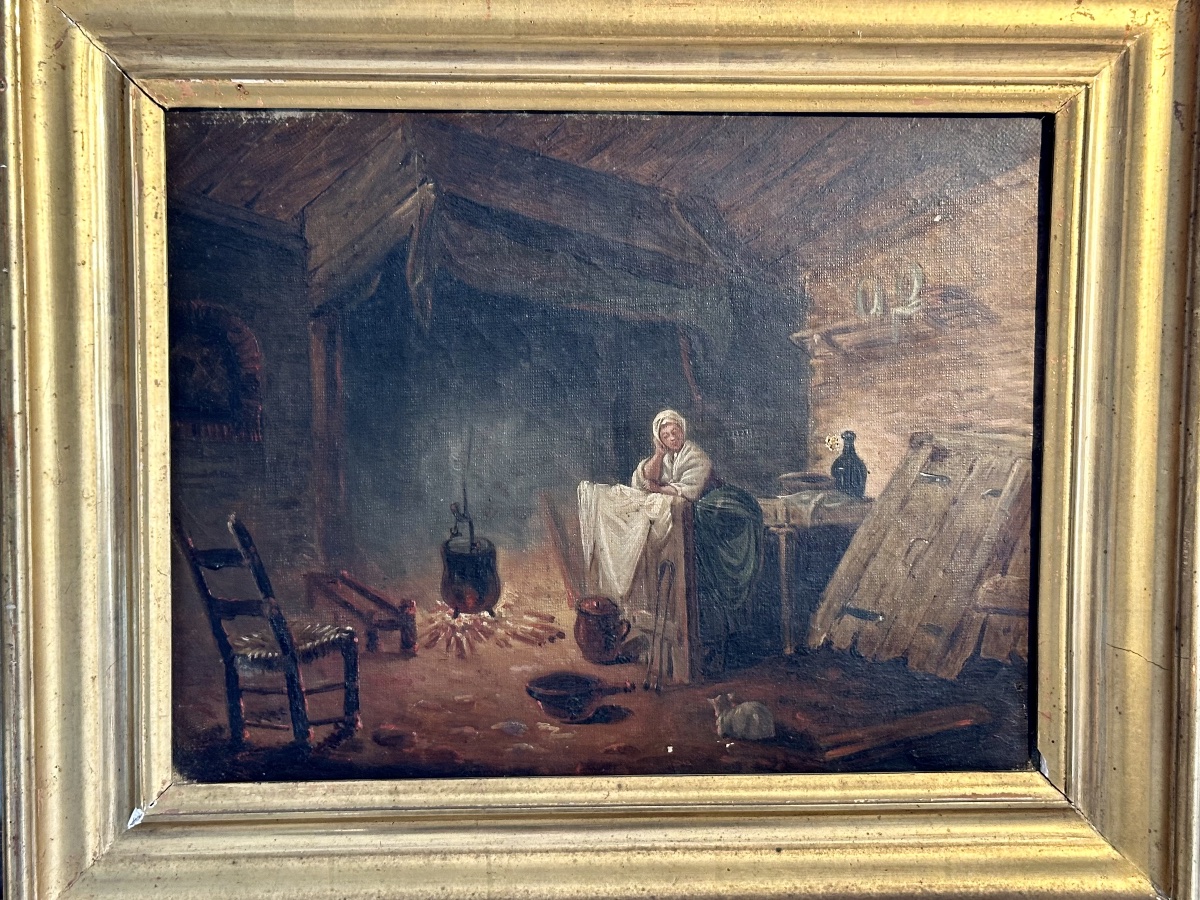 Rustic Interior Scene By Hubert Robert (1733–1808)