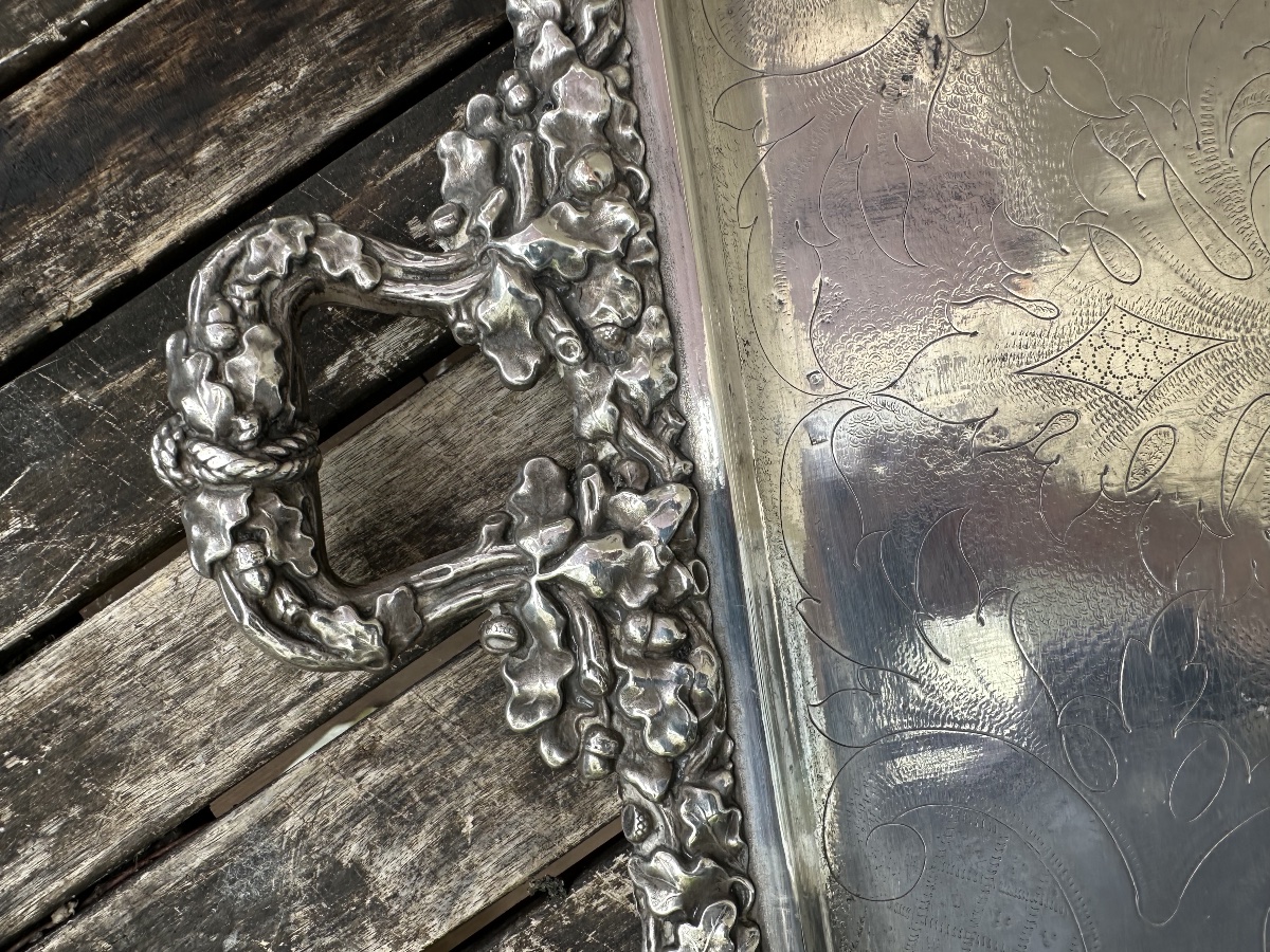 Large 19th-century Silver-plated Metal Tray By Charles Christofle-photo-2