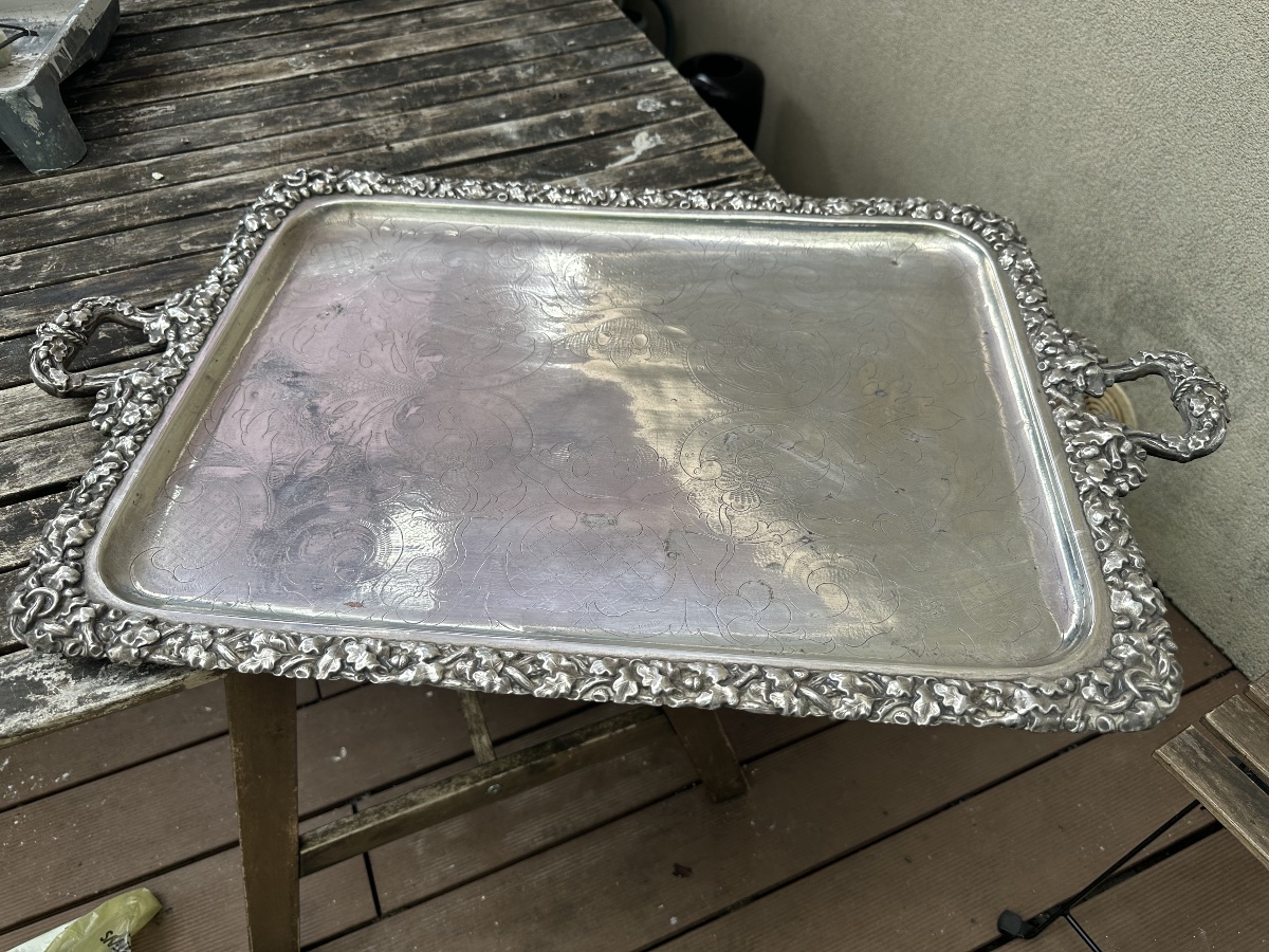 Large 19th-century Silver-plated Metal Tray By Charles Christofle-photo-2