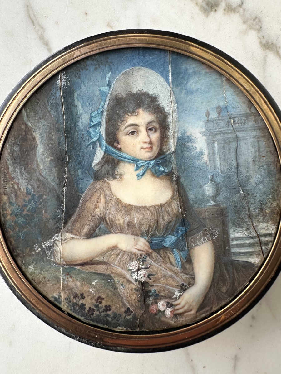 Louis XVI Tortoiseshell Box With A Miniature On Ivory-photo-2