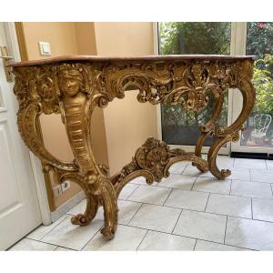 Grande Console En Bois Doré 19eme