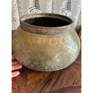 Large Islamic Basin / Heap Engraved Copper 19th