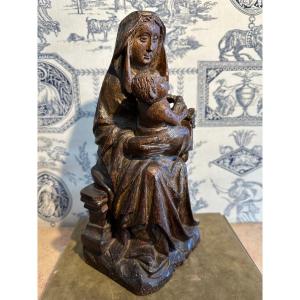Virgin And Child On A Throne XIV Eme Century France Or Ile De France 