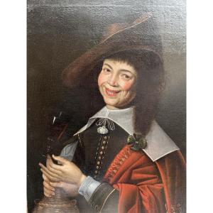 Le buveur de vin huile sur toile Hollandaise 17e