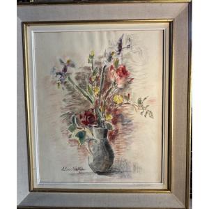 Large Watercolor By Lilian Whitteker, 1961. Period Frame; American Painter, 1881–1979