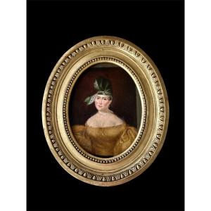 Portrait de femme d époque empire huile sur toile