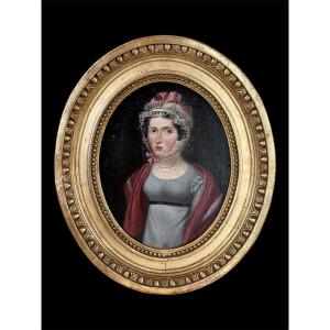Portrait de femme d époque empire huile sur toile