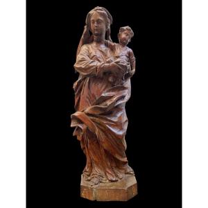 "virgin And Child," 17th Century, Walnut, France