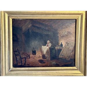 Rustic Interior Scene By Hubert Robert (1733–1808)