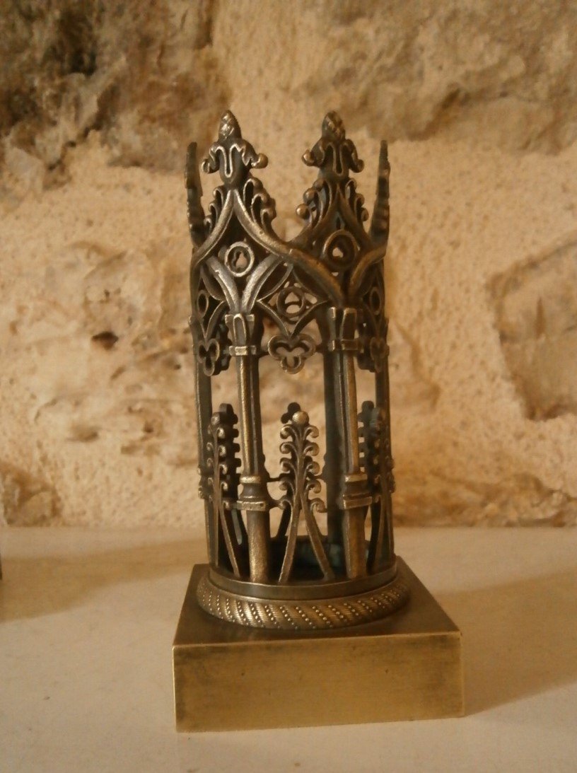 Pair Of Neo Gothic Candle Holders.-photo-2