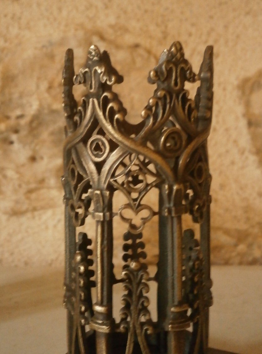 Pair Of Neo Gothic Candle Holders.-photo-3