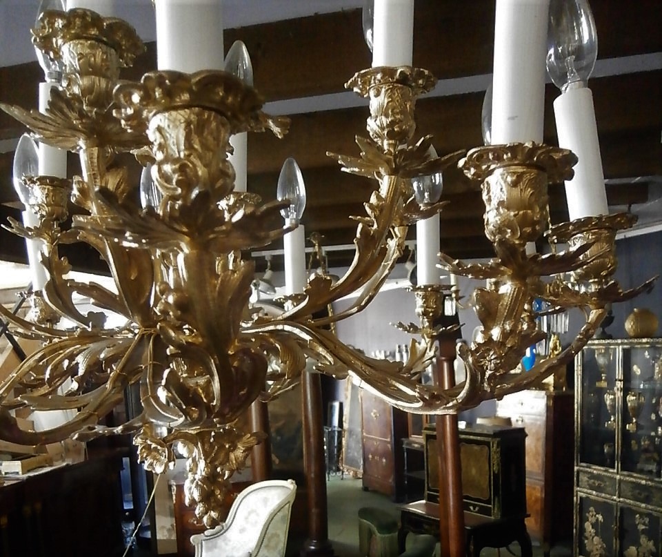 Lustre louis xv Rocaille En Bronze Doré