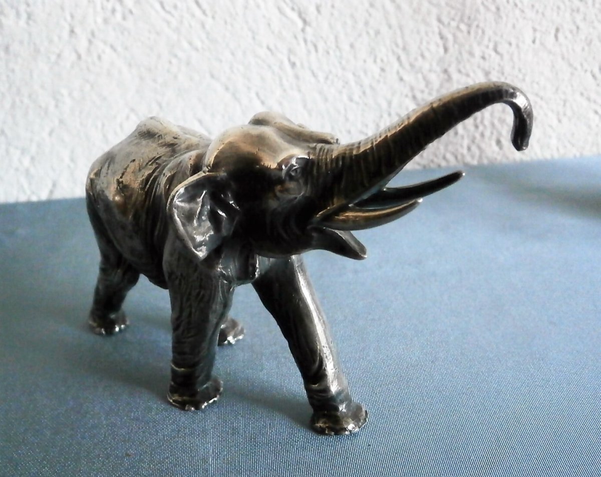 Asian Elephant In Silver Bronze.-photo-1