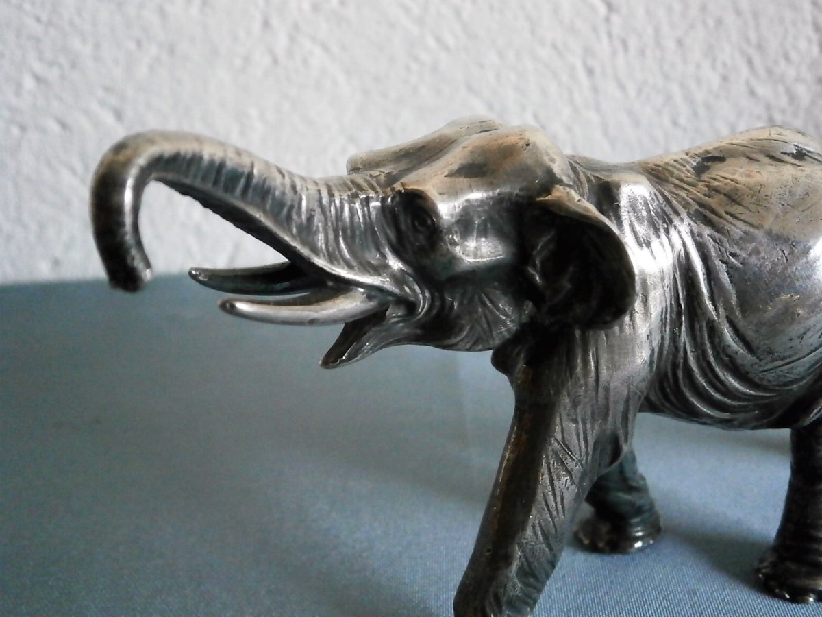  Bronze Argenté Eléphant d'Asie.-photo-2