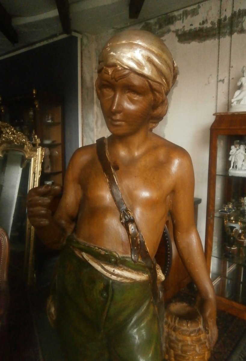 Neapolitan Fisherman Wood Sculpture.-photo-4