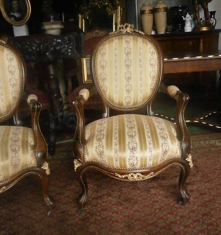 Pair Of Rosewood Armchairs.-photo-3