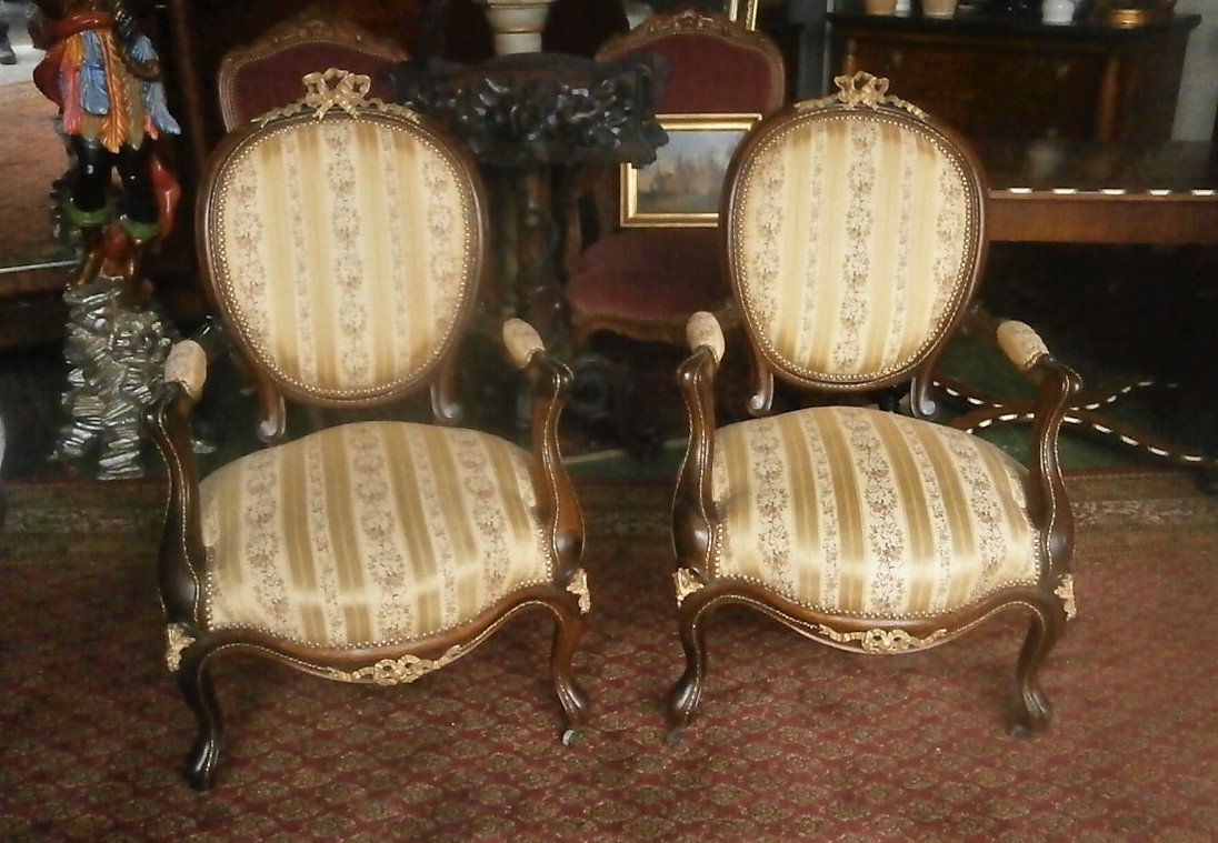 Pair Of Rosewood Armchairs.