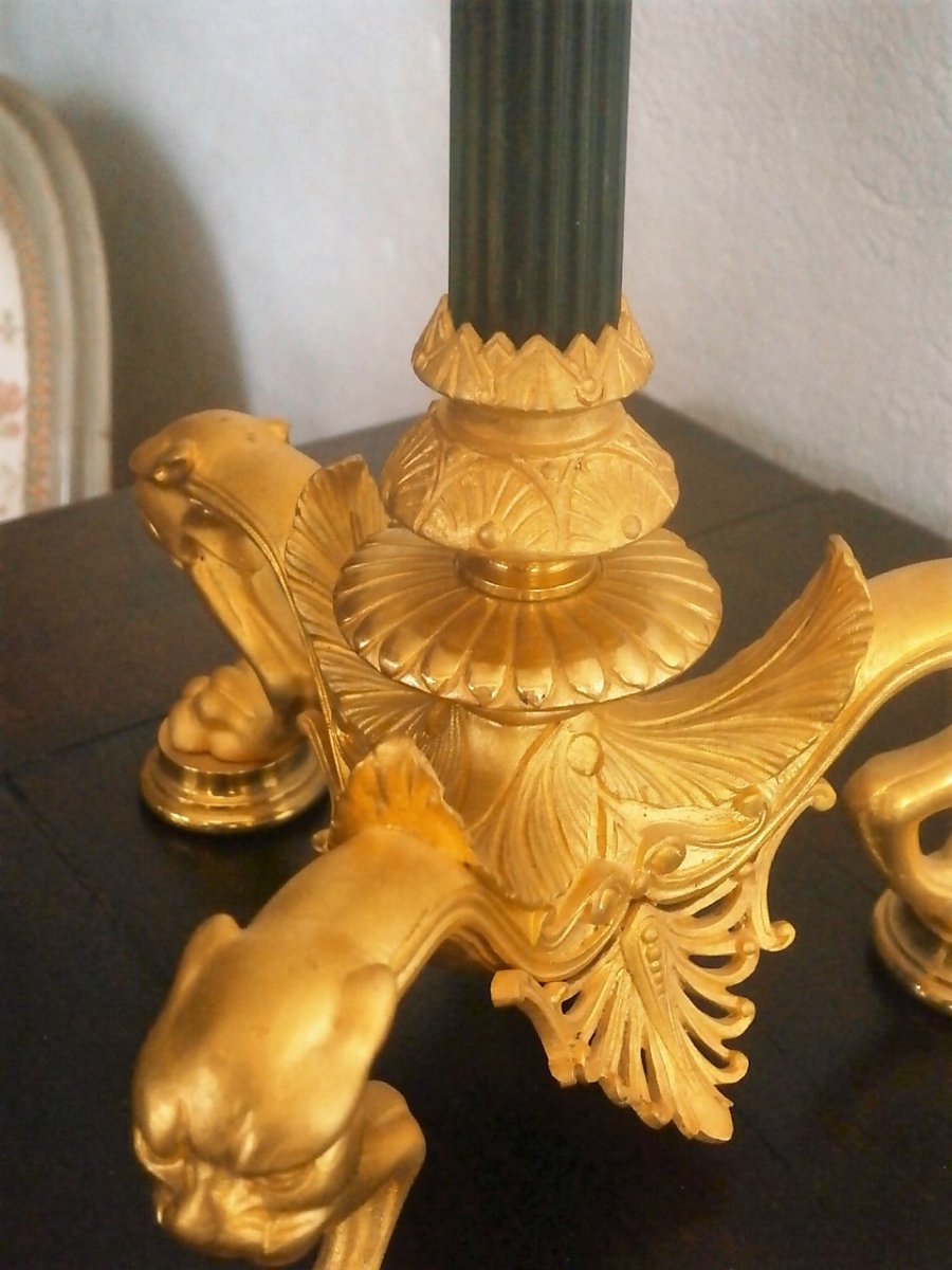 Large Pair Of Bronze Candelabra.-photo-3