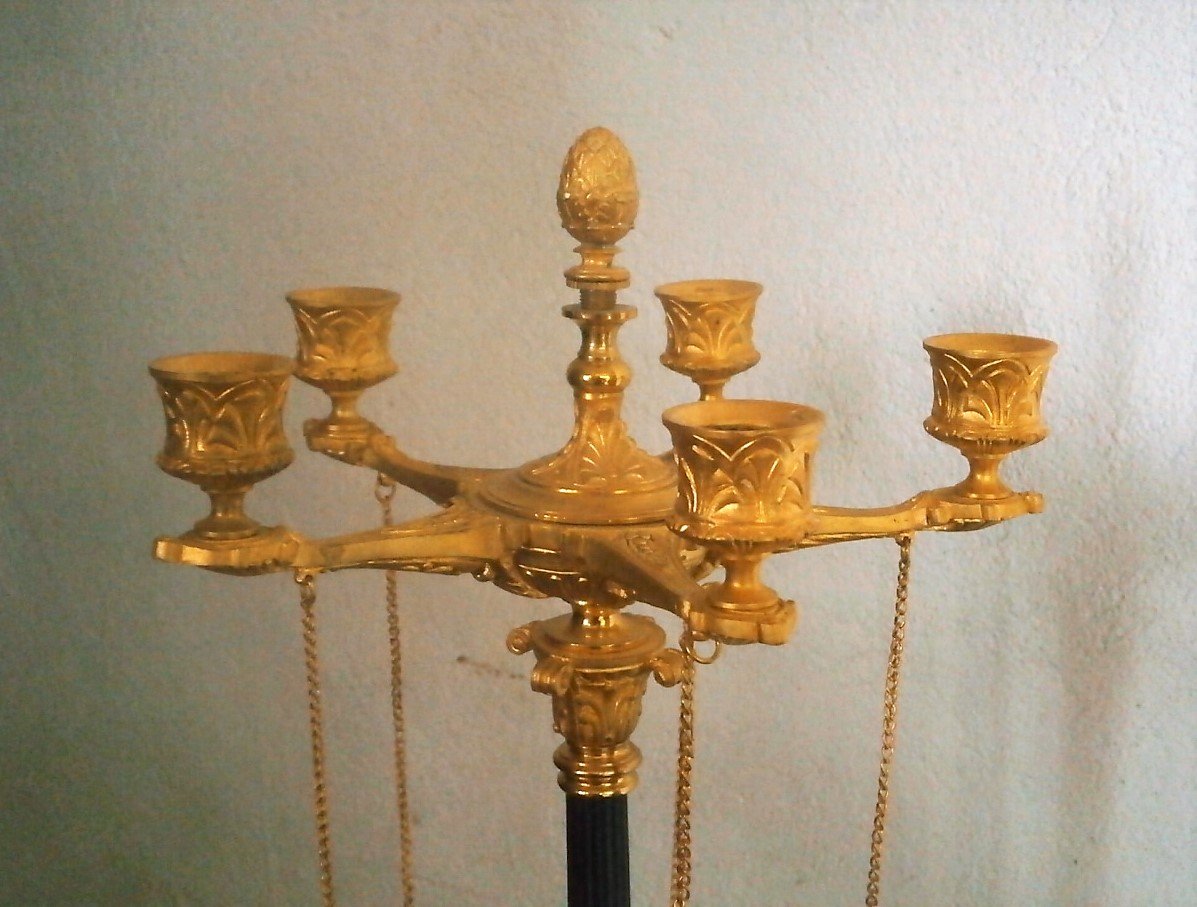 Large Pair Of Bronze Candelabra.-photo-3