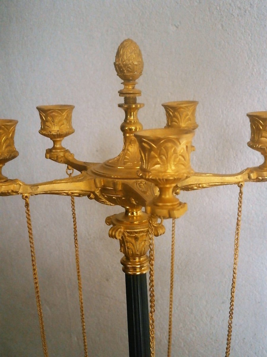 Large Pair Of Bronze Candelabra.-photo-5