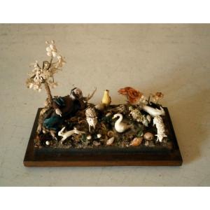 Diorama In Spun Glass From Nevers.