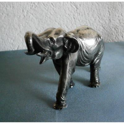  Bronze Argenté Eléphant d'Asie.