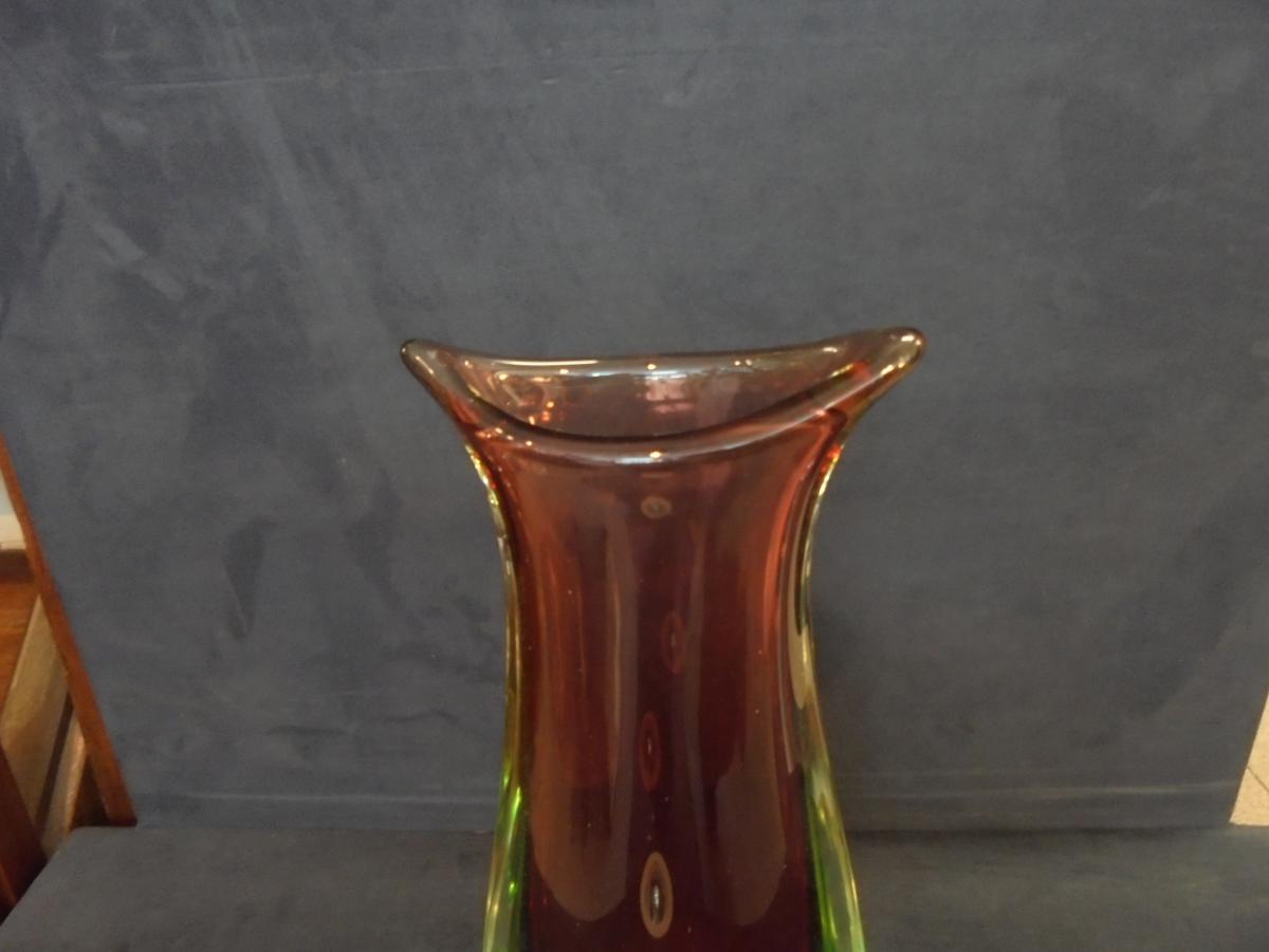 Grand Vase Verre Concave De Murano années 60-photo-2