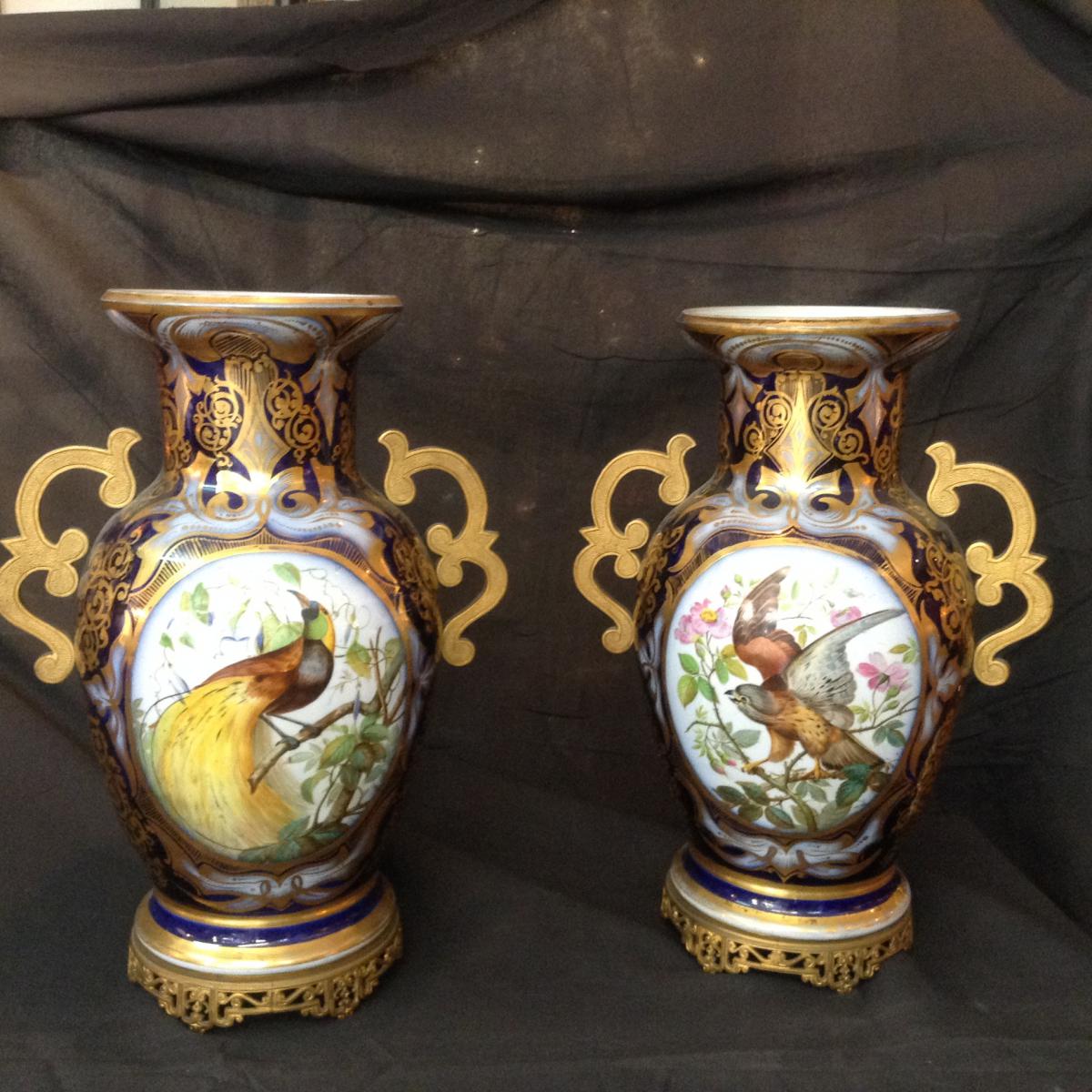 Paire De Vases De La Manufacture De Bayeux XIXème-photo-4