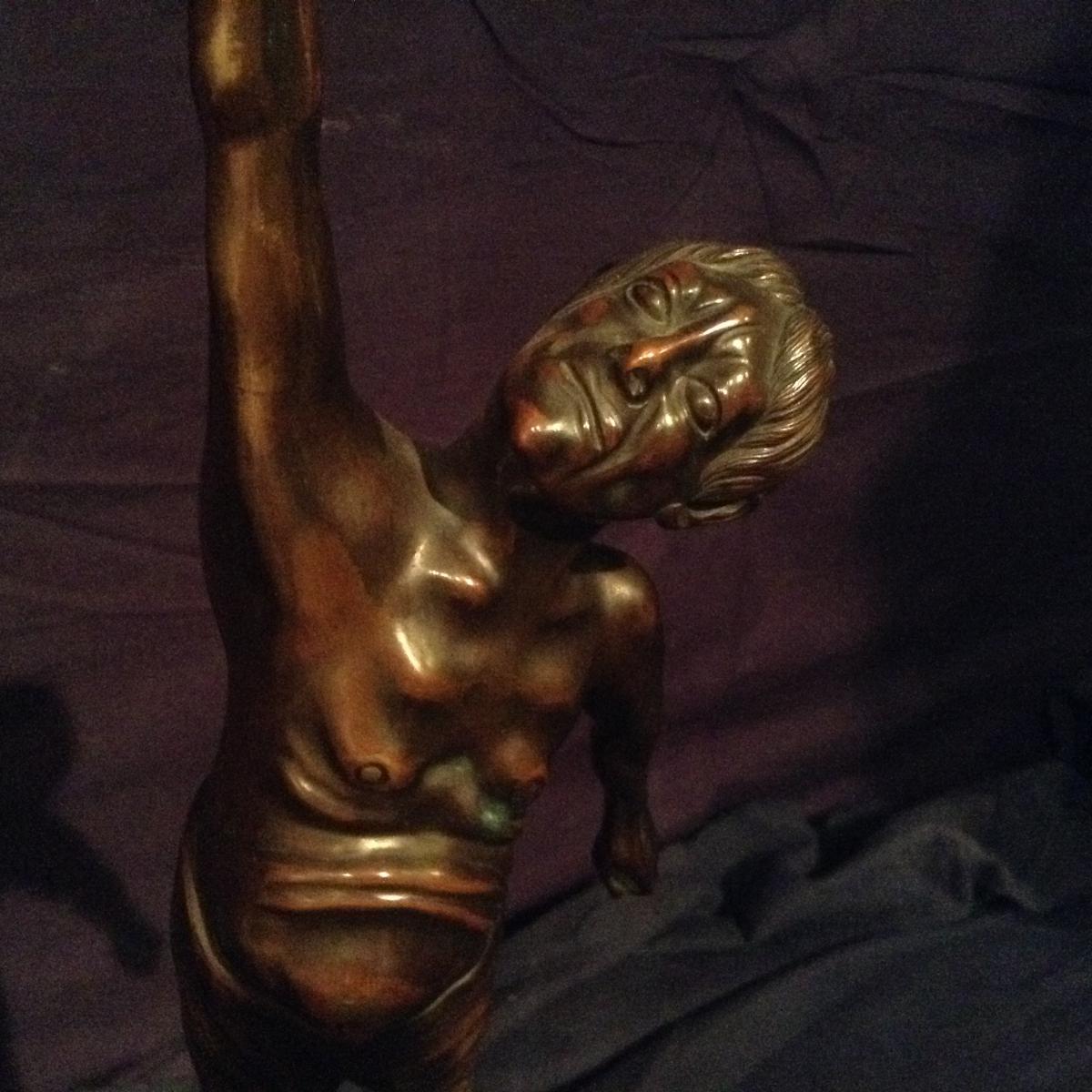 Asian Bronze Mounted Lamp In Early Twentieth-photo-3