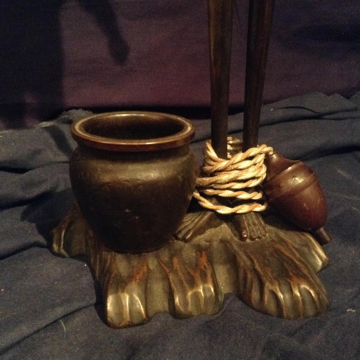Asian Bronze Mounted Lamp In Early Twentieth-photo-4