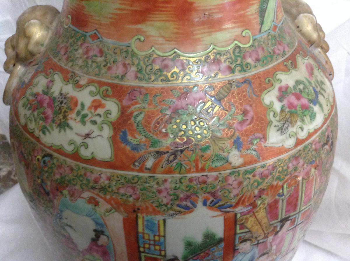 Grand Vase De Chine, Porcelaine, Canton XIXème-photo-4