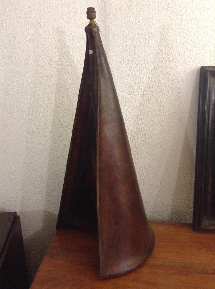 Rare Masonic Lamp Stand Leather-photo-3