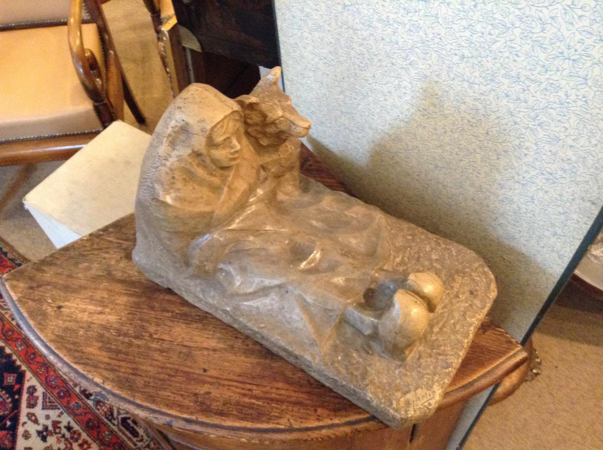 Marble "miserable And His Dog" By Hertig-photo-4