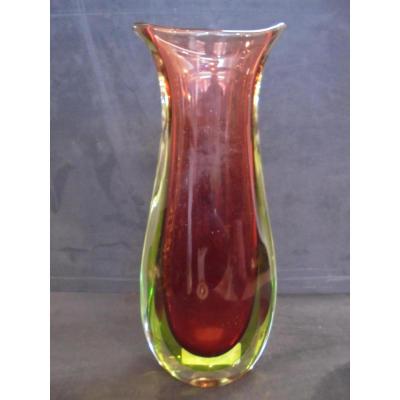 Grand Vase Verre Concave De Murano années 60